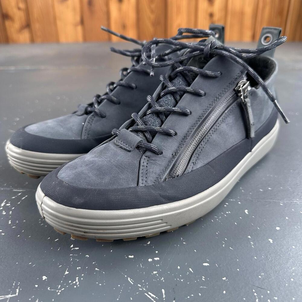 Ecco Soft 7 Tred Goretex Sneaker Womens 9 Blue Suede Zipper Hiking Shoe EUC